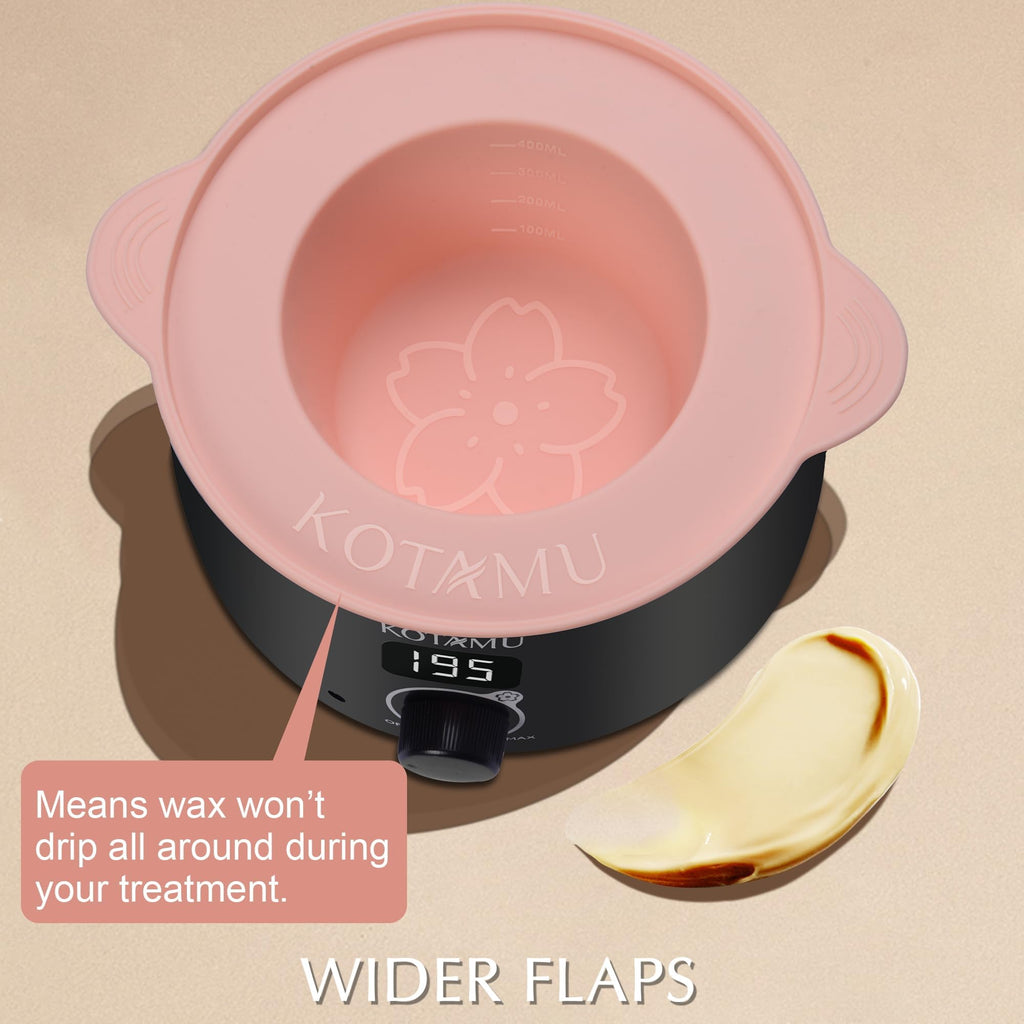 KOTAMU Foldable Silicone Wax Warmer Liner, Wax Warmer Replacement Pot, Easy to Clean Silicone Bowl for 16oz Waxing Kit and Wax Melt Warmer, Silicone Wax Pot Liner for Hard Wax Beads and Sugar Wax