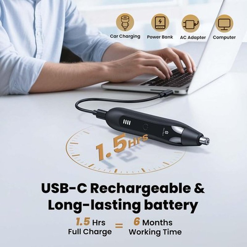 Skiennix Ear and Nose Hair Trimmer - Professional Painless USB Rechargeable with Dual Edge Blades | Waterproof Design