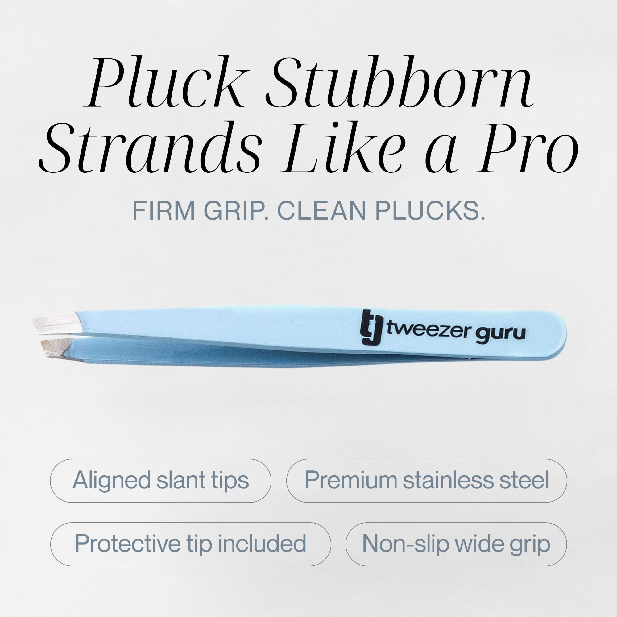 Tweezer Guru Tweezers for Women Facial Hair & Men – Precision Slant-Pointed Eyebrow Tweezer for Ingrown Hair, Blackhead & Splinter Removal (2 Sky Blue)