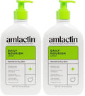 AmLactin Daily Nourish Therapeutic Body Lotion for Dry Skin - No-Scrub Exfoliator and Moisturizer 12% Lactic Acid Lotion,14.1 oz (Packaging May Vary),(Pack of 2)