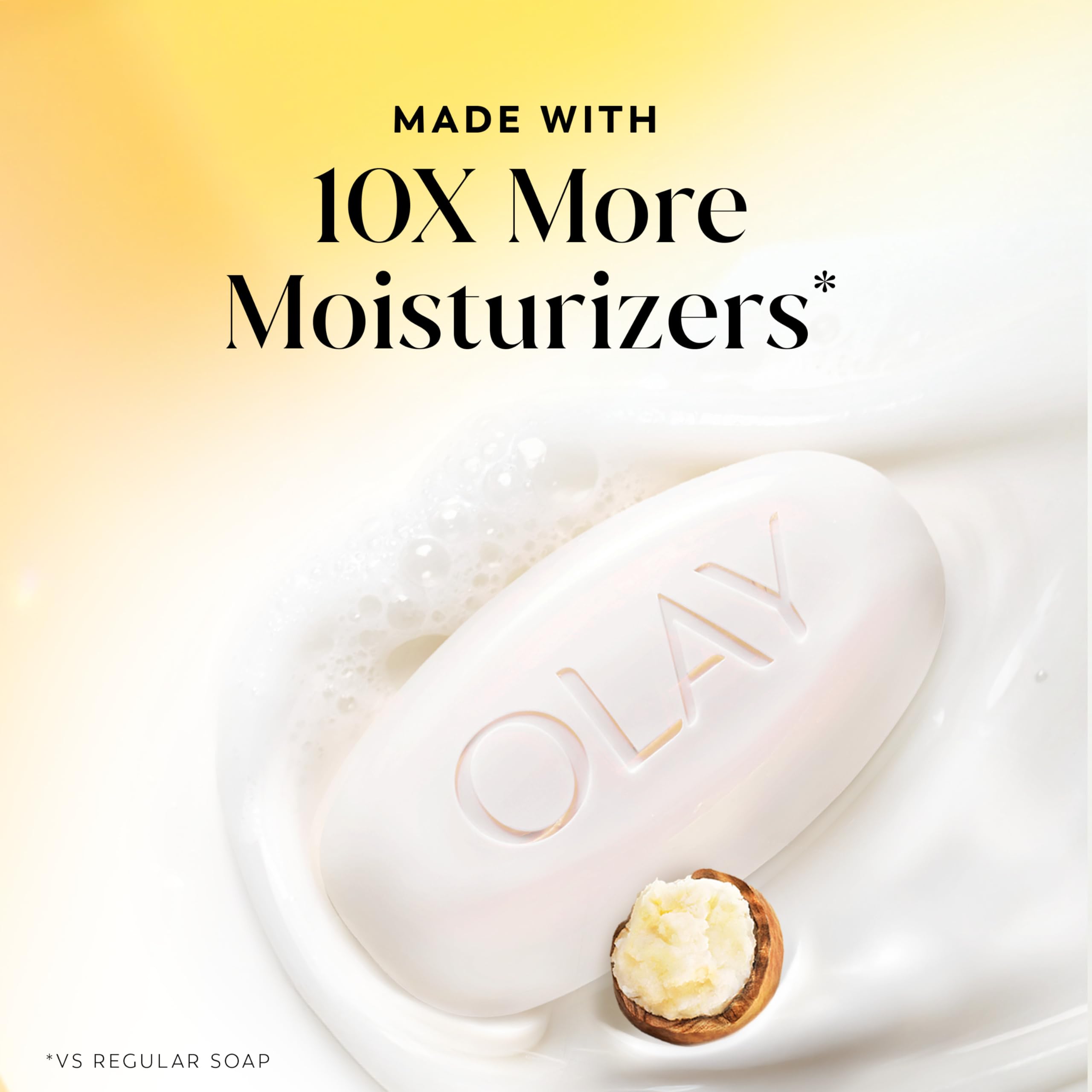 Olay Beauty Bar, Ultra Moisture,10x More Moisturizers, 24/7 Soft & Smooth Skin, Gentle Cleanse on Face & Body, Vitamin B3 Complex, For All Skin Types, Shea Butter Scent, 3.75 oz, (Pack of 6)
