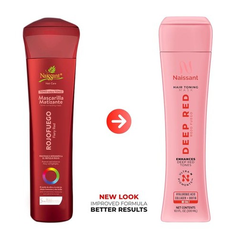 Naissant Deep Red Hair Toning Mask - Vibrant Color Depositing Formula with Hyaluronic Acid & Collagen | 10.1 Fl. Oz