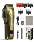 GinJee Hair Clippers for Men, Cordless & Corded Barber Clipper with 5Hrs Runtime, 7000RPM Rotary Motor & LED Display, Waterproof Professional Hair Cutting Kit for Men and Home Use (Gold)