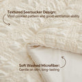 BEDELITE Cream King Size Comforter Set, All Season Luxury Seersucker Bedding Set with Pillowcases, Soft Lightweight Comforter 3 Pieces for Bedroom