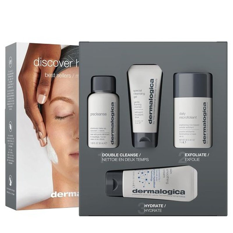 Dermalogica Healthy Skin Kit - Precleanse, Face Wash, Exfoliator & Moisturizer for Glowing Skin