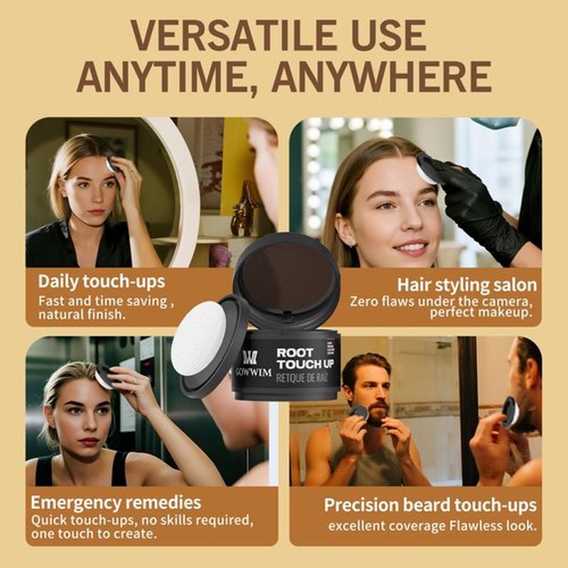 gowwim Hairline Powder(Dark Brown) Hair Root Dye, Instantly Hair Color Shadow Cover Gray Hair Root, Hair Touch-Up, Thin Hair Powder 4 g