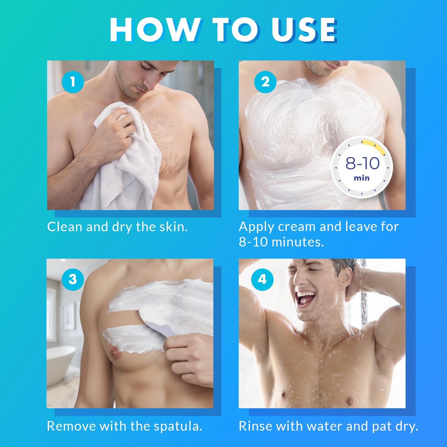 Hair Removal Cream for Men: Depilatory Cream for Intimate Areas and Pubic Area with Vitamin E - Hair Removal for Body Legs Chest Arms Underarms Bikini - Hair Remover - Fast Painless Soothing - 2 Pack