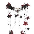 MOSTORY Black Fairy Flower Headpiece - Gothic Floral Headband Dark Elf Crown Medieval Floral Circlet for Witch Oufit Halloween Accessories Women Renaissance Faire Costume Cosplay