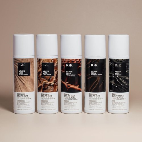 IGK NEVER MISS Root & Scalp Touch-Up Spray - Light Brown | Temporary Gray Concealer for Thinning Hair | Waterproof & Sweat-Resistant | Enriched with Biotin & Rosemary | 2oz