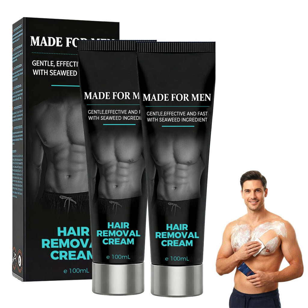 Men’s Hair Removal Cream, Body Grooming Cream for Men, Gentle Formula for Arms, Legs, Chest & Underarms, Easy Rinse-Off Body Hair Removal Cream, 100ml (2)