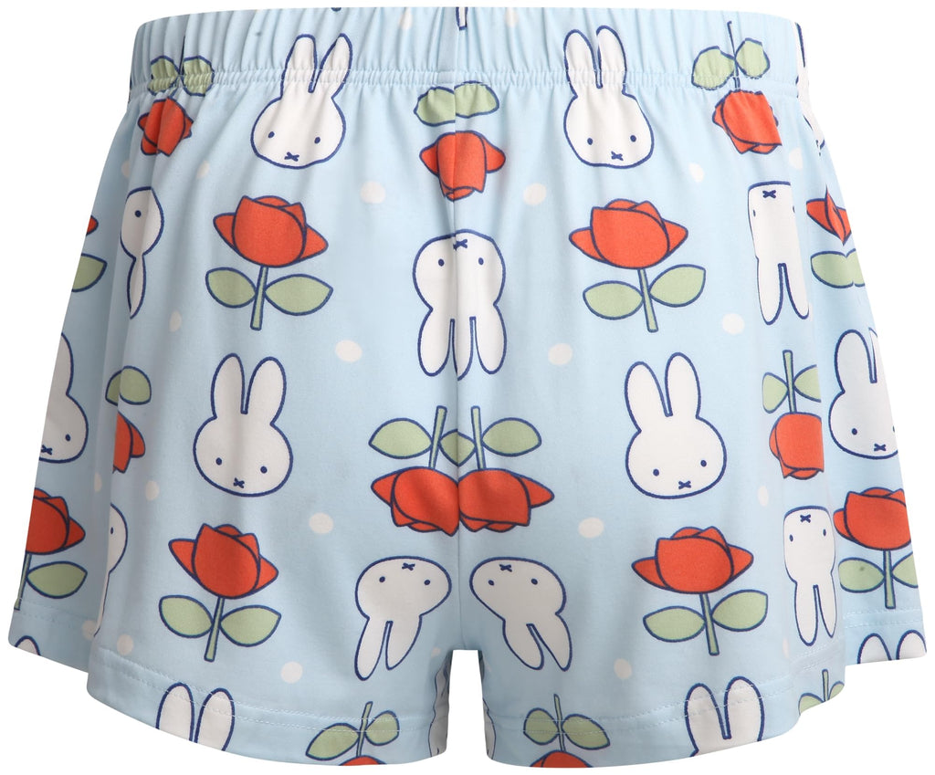 COCO BRANDS Miffy Womens Pajama Sets - 2 Piece Soft Button Down Sleep Shirt with Matching Pajama Pants or Pajama Shorts, Size Large, Miffy Flower Blue