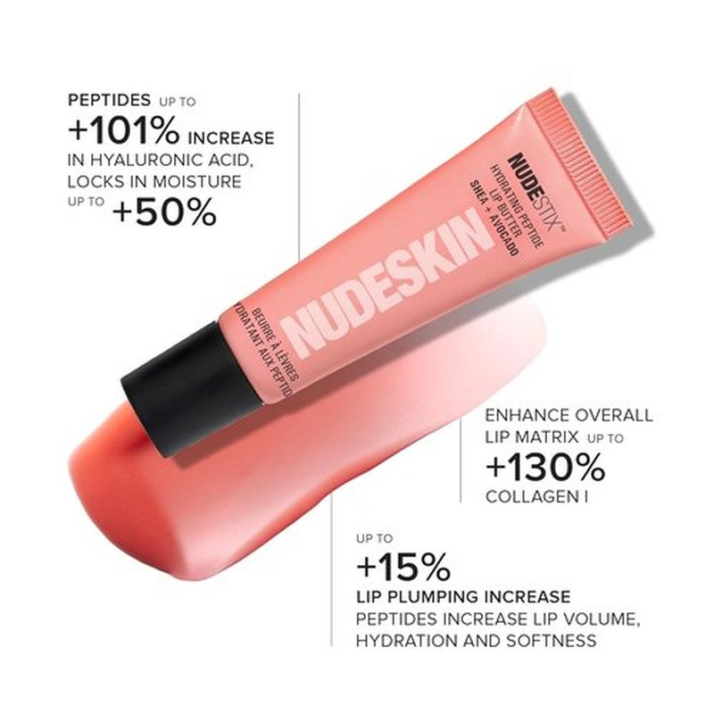 Nudestix Hydrating Peptide Lip Butter - Glossy Lip Balm with Avocado & Shea Butter for Hydration | Vegan & Cruelty-Free