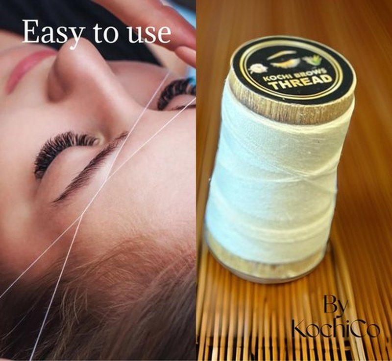 Kochi Co Eyebrow Threading | Organic Cotton Thread for Precise Eyebrow Shaping | Ideal for Salon and Home Use | Thread for Perfect Eyebrow Sculpting (Pack of 1), Natural