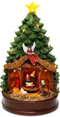 Innodept12 Christmas Tree Rotating Nativity Scene Figurines - Animated Holiday Decoration with Music & Collectible Design | 9.84" Tall