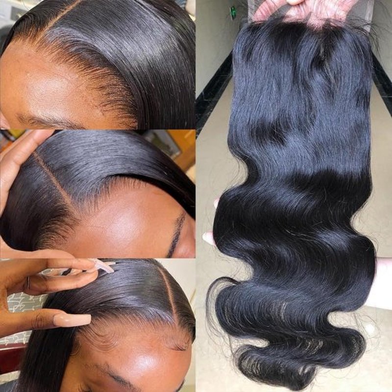 Topnormantic 5x5 HD Lace Closure Body Wave, 0.11mm Skinlike Undetectable Melted Real HD Lace Closure with Serrated Edge 12A Unprocessed Virgin Human Hair Closure Pre Plucked with Baby Hair 16 Inch