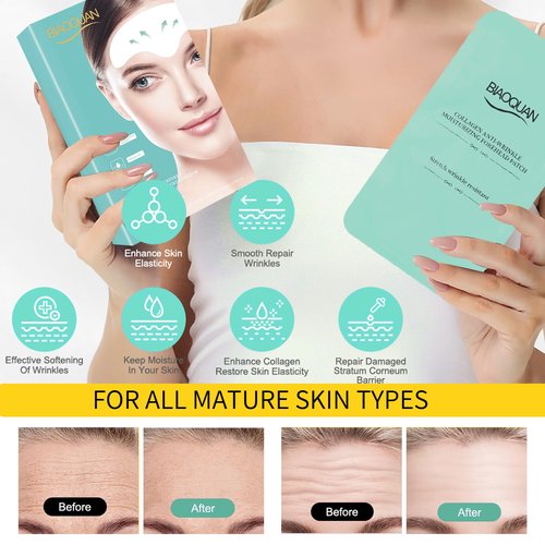 Forehead Wrinkle Patches: Anti Wrinkle Patches-Repair Winkle Remover and Treatment with Aloe Collagen and Niacinamic Acid 10pcs,Smooths out Forehead Wrinkles