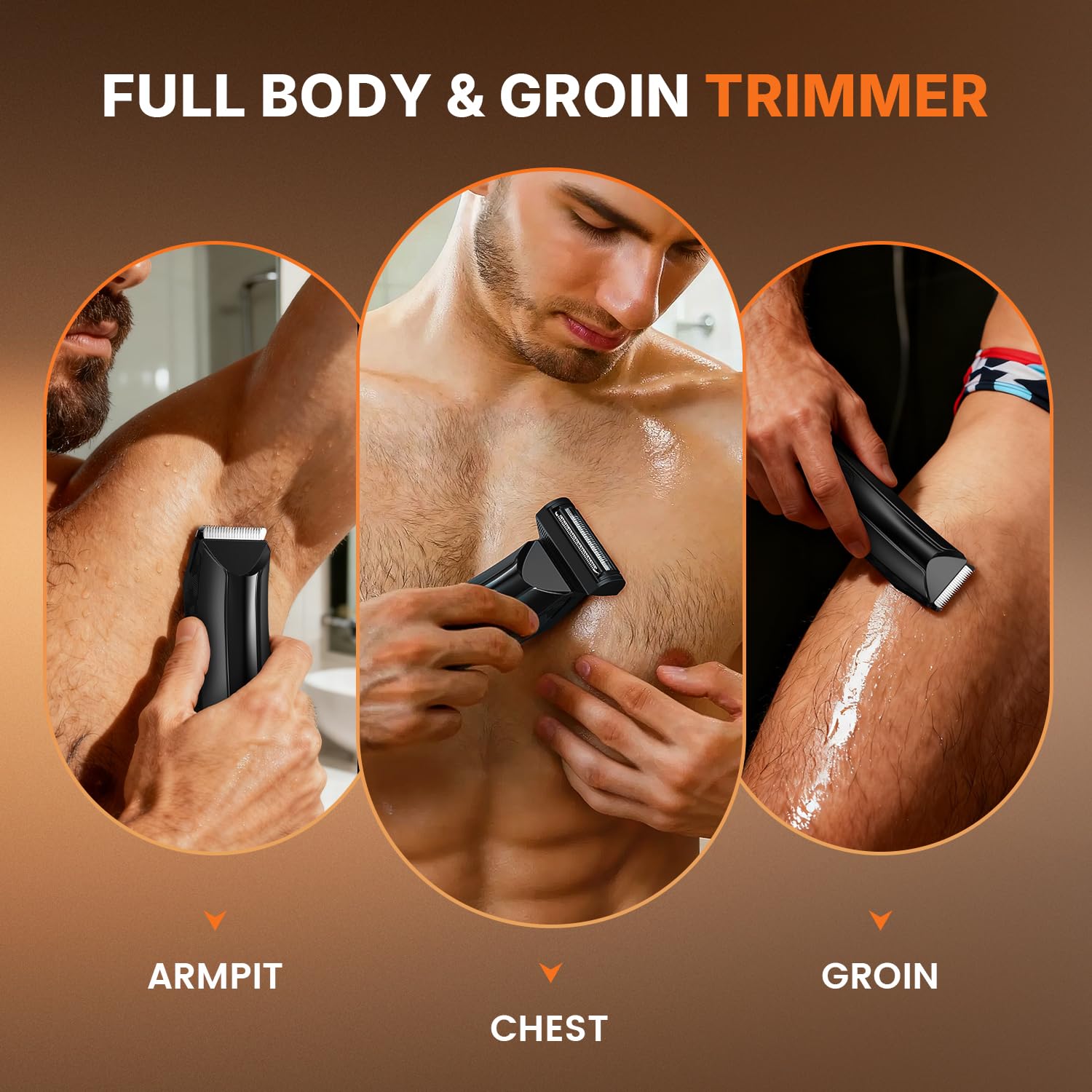 PRITECH Electric Body Hair Trimmer - Waterproof Mens Groin Hair Trimmer Ball Shaver USB Recharge Dock Body Grooming Kit with Ceramic Blade Male Hygiene Razor (Drak Gray)