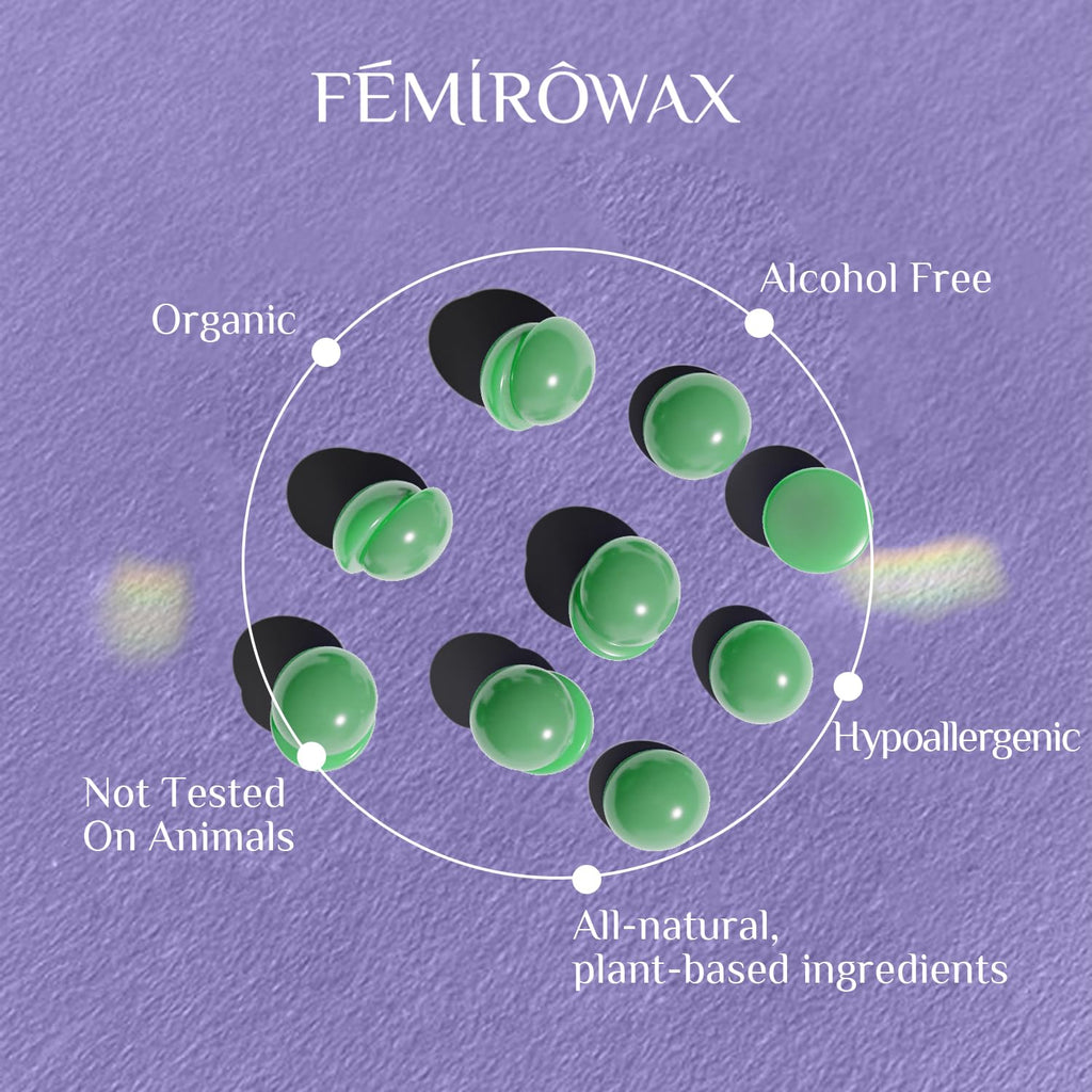 FEMIROWAX Wax Beads, 1lb Hard Wax Beans for Hair Removal Sensitive Skin with Aloe Formula Waxing Beads for Full Body Brazilian Bikini Face Eyebrow at Home Wax Refill for Women Men