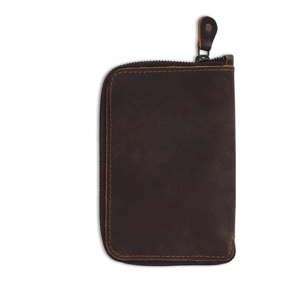 CestAntiQ Zippered Leather Pocket Notebook Cover 3.5x5.5 in., Brown