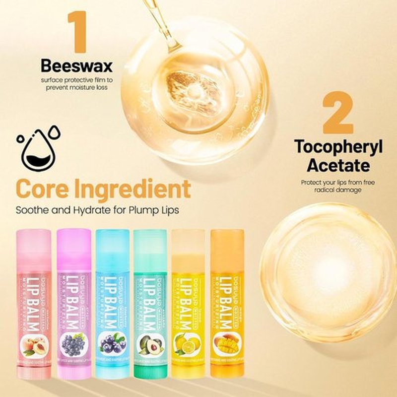 Skiennix Lip Balm Set - 6 Flavors for Gentle Hydration & All-Day Moisture | Smooth, Non-Greasy Formula