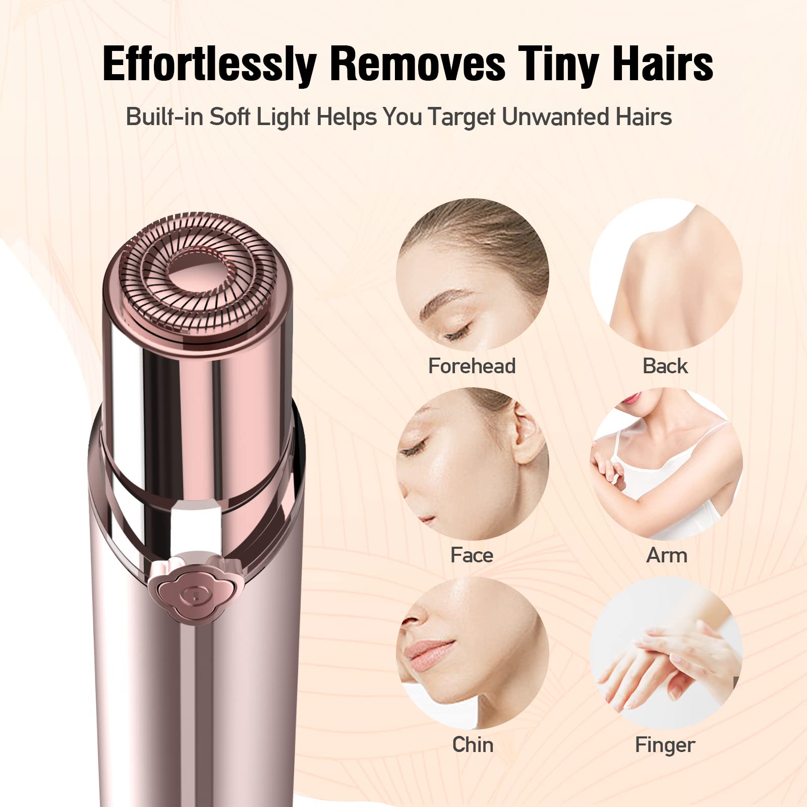 Facial Hair Removal for Women, Hair Removal Device, SEIHAI Rechargeable Hair Remover for Women, Facial Hair Remover for Face, Upper Lip, Chin, Included 2 x Replacement Heads