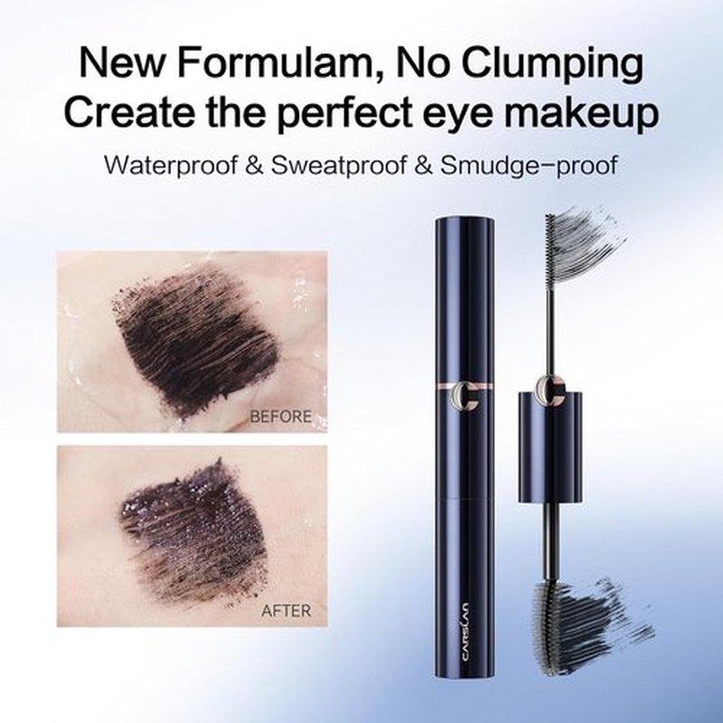 CARSLAN Double Extension Curling Mascara - Lengthening & Curling Formula, Smudge-Proof, Black, 0.18 Fl Oz & 0.16 Fl Oz