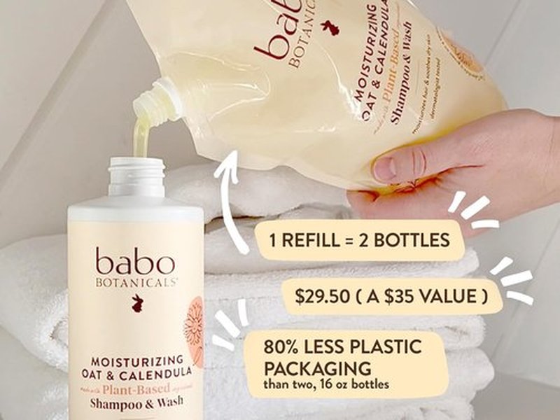 Babo Botanicals 2-in-1 Oat & Calendula Shampoo | Gentle Moisturizing Wash for Sensitive Skin – Vegan & Family-Safe