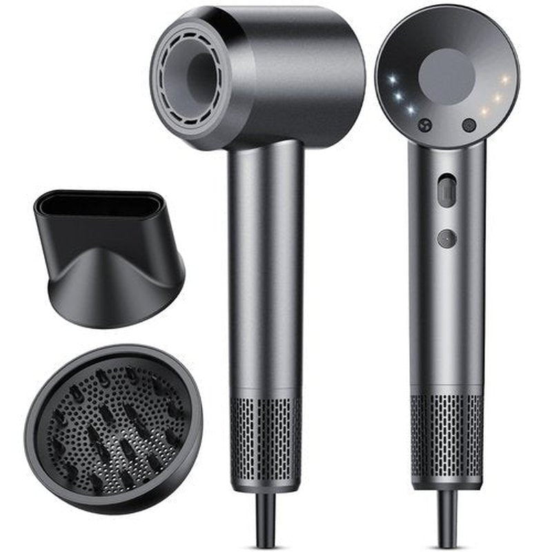 aowoka Hair Dryer, 160000 RPM Professional High Speed Ionic Blow Dryer 500 Million Negative Ions & Heat-Control & Low Noise Hairdryer for Faster Drying, No Heat Damage, Travel with Diffuser（Grey）