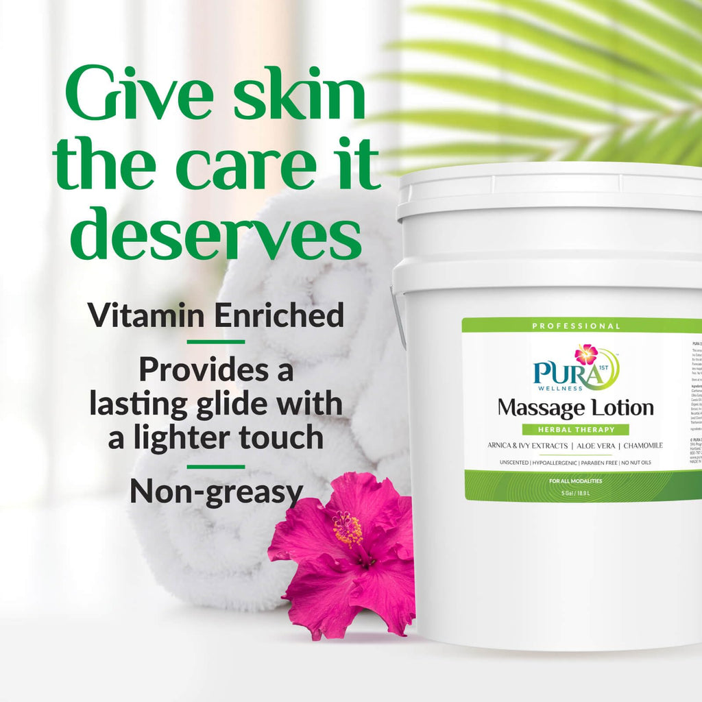 Pura 1st Herbal Therapy 5 Gallon Massage Lotion, Aloe Vera, Professional, Massage Therapy, Deep Tissue, Unscented, Hypoallergenic, Natural Ingredients, Skin Hydrating, Moisturizing, Muscle Relief