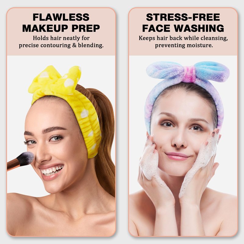 YOOVR 8pcs Spa Headband, Easter Basket Stuffers, Bulk Easter Mothers Day Gifts, Stocking Stuffers for Teen Girls Women, Skincare Makeup Face Wash Headband, Goodie Bags Gift Baskets Party Favors