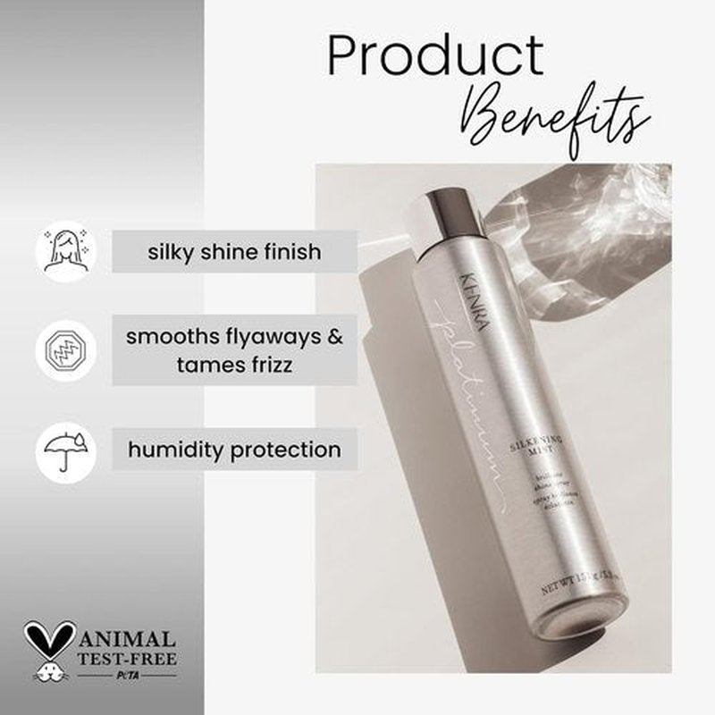 Kenra Professional Platinum Silkening Mist - Brilliant Shine Spray for Smooth Flyaways & Frizz Control | All Hair Types