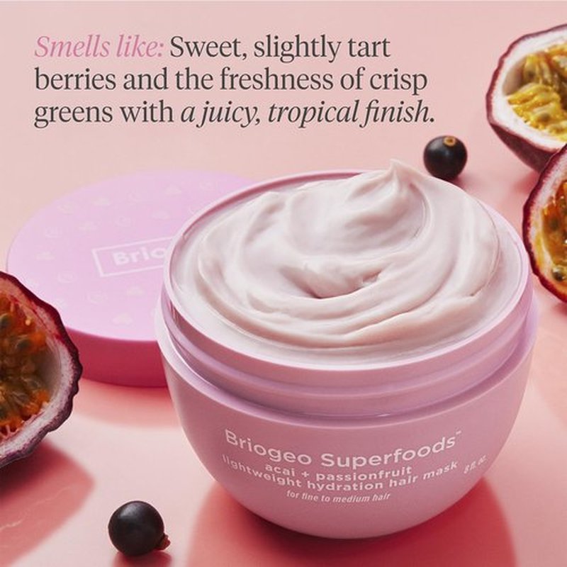 Briogeo Superfoods Acai + Passionfruit Hair Mask - Lightweight Hydration | Vegan Deep Conditioning Treatment for Dry Hair