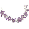 PrettyLife Bridal Purple Flower Headpiece Wedding Party Rhinestone Floral Silver Vine Hair Pieces Accessories for Women Girls