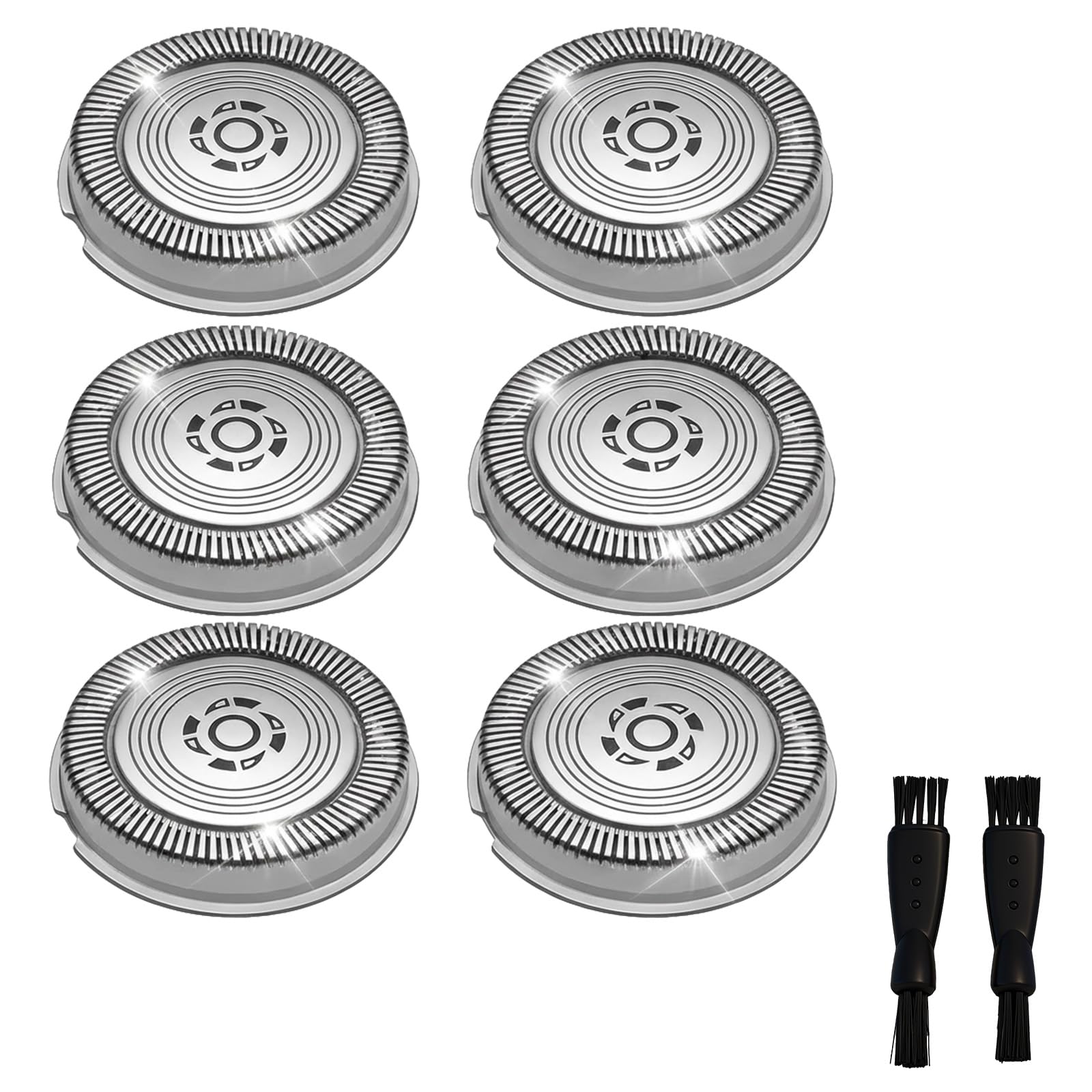 6PCS SH30 Replacement Heads Compatible with Philips Norelco Series 3000/2000/1000, New Upgraded SH30 Replacement Double Blades with 2 Brushes for Men
