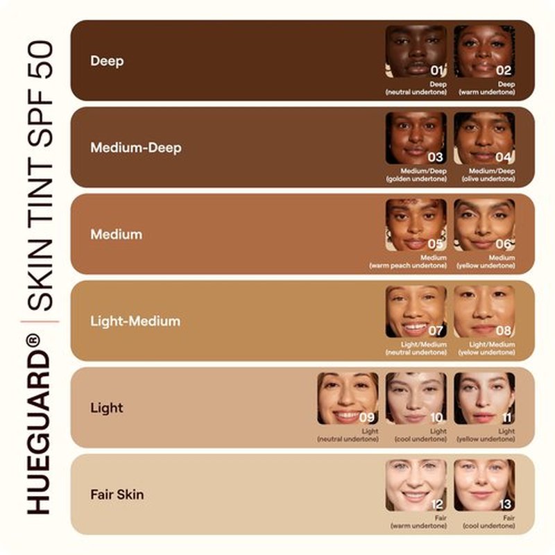 Live Tinted Hueguard Skin Tint SPF 50 - Tinted Mineral Sunscreen with Light-Medium Buildable Coverage With a Hydrating and Radiant Finish - Water and Sweat Resistant, 1.35 fl oz - Shade 09