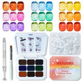 MKNZOME Patting Gel Nail Polish, 9 Colors Jelly Painting Gel Palette Red Pink Purple Yellow Green Blue Orange Blooming Aura Nails with Nail Sponges for Ombre, Grabbing Pen for French Manicure DIY