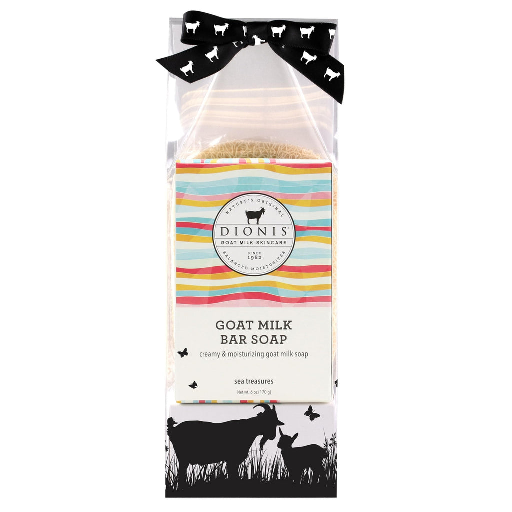 Dionis Goat Milk Sea Treasures Bar Soap, Saver Pad & Exfoliating Scrubber 3-Piece Travel Set
