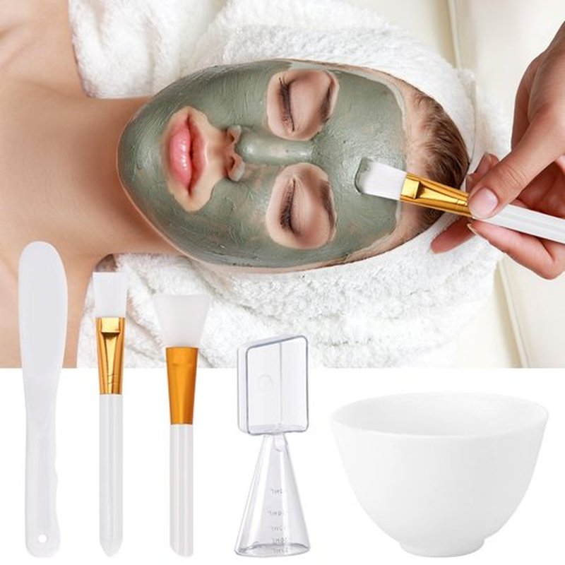 Tecbeauty Face Mask Mixing Bowl Set, 10 Pcs DIY Facemask Mixing Tool Kit with Silicone Facial Mask Bowl Brushes Stick Spatula Measuring Cup (White)