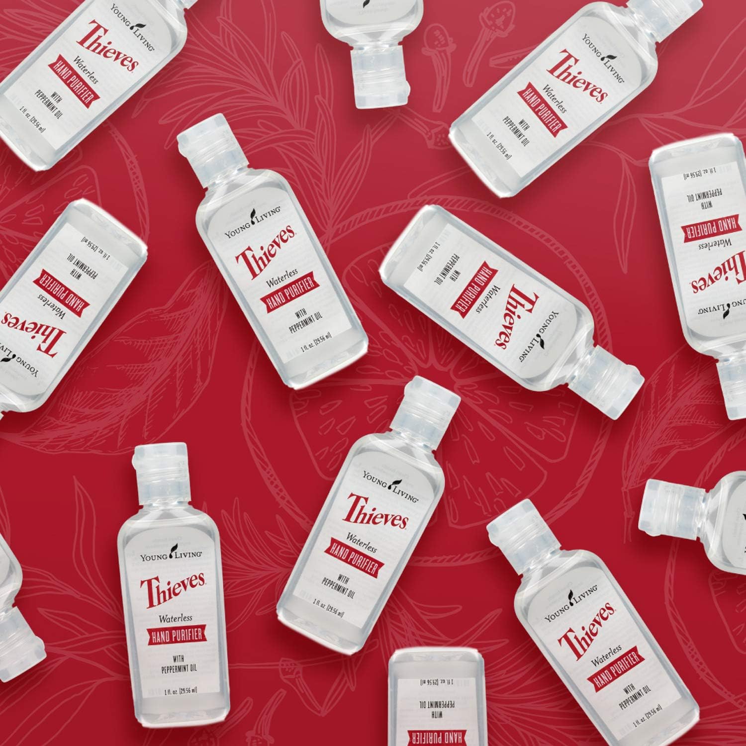 Young Living Thieves Waterless Hand Purifier with Peppermint Oil - Effective cleanser for the Whole Family - Promotes Good Hygiene with Soft Hands - 1oz x 6 Pack