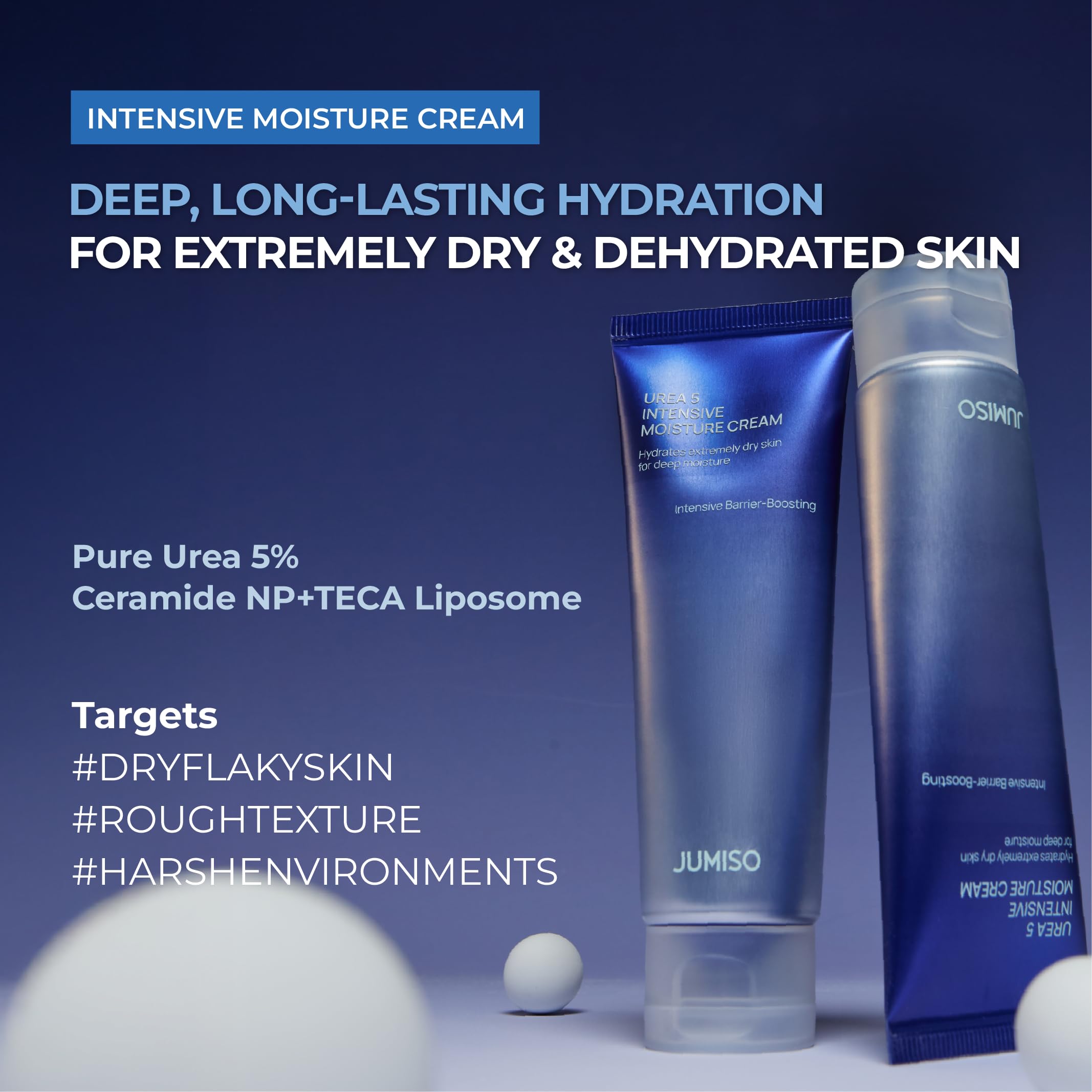 JUMISO Urea 5 Intensive Moisture Cream - Korean Face Moisturizer for Extremely Dry Flaky Skin - Deep Hydrating, Barrier Strengthening with Ceramide NP, Panthenol, TECA Liposome, Fragrance Free, 2.7 oz
