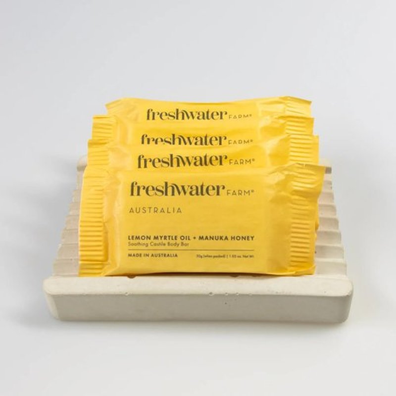 Freshwater Farm Australia Guest Soap Bars|Lemon Myrtle Oil & Manuka Honey Guest Soaps/Mini Soaps | Triple-Milled| 30g x 32 pack for Hotels & Airbnb
