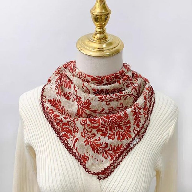 Pemilosci Large Cotton Bandana Headband, Head Wrap, Protective Coverage, Hair Neck Scarf for Women 28 x 28 inch (S01-Vine-Red)