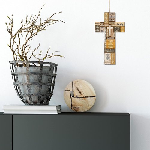 Jetec Christian Wooden Cross Wall Decor - Easter Religious Faith Sign | 10.6 x 6.1 Inch Farmhouse Decoration
