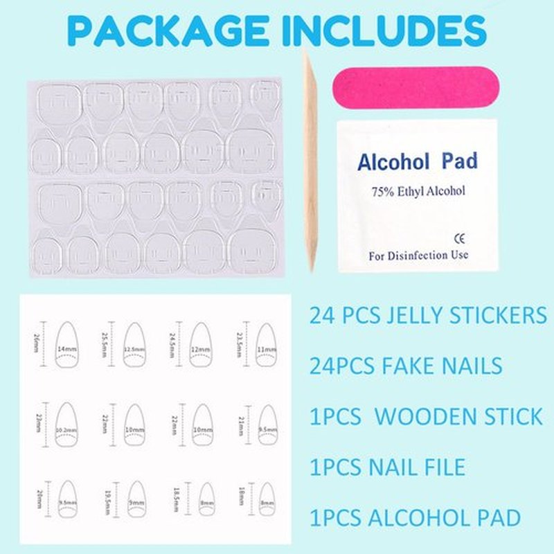 Fall Winter Press on Nails Almond Medium Fake Nails Blue Nails Press ons with 3D Pearl Flower Star Designs Glossy French Tip Acrylic Nails for Women 24Pcs