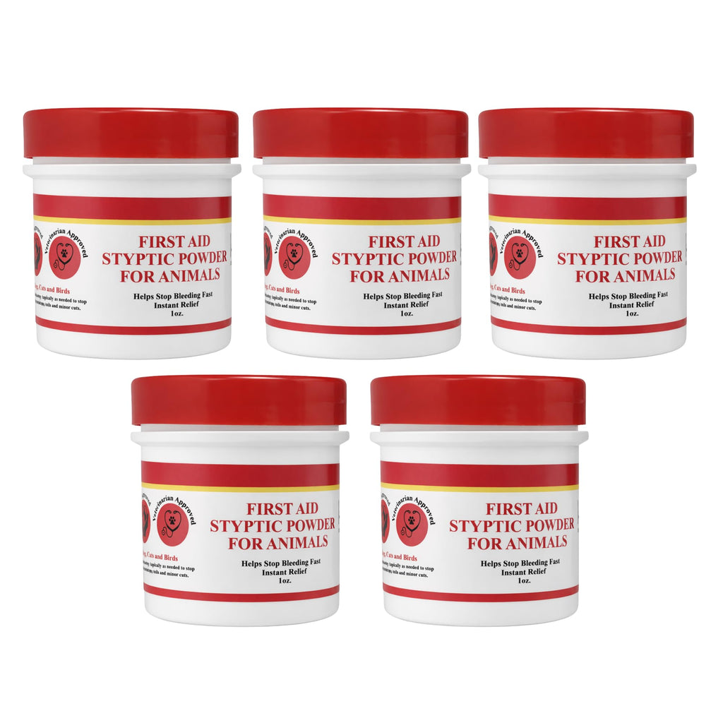 G.B.S Styptic Powder for Animals – Fast-Acting Blood Stop for Dogs, Cats, Birds & Small Pets – First Aid Powder for Nail Bleeding, Minor Cuts & Grooming – 1 oz, Pack of 5