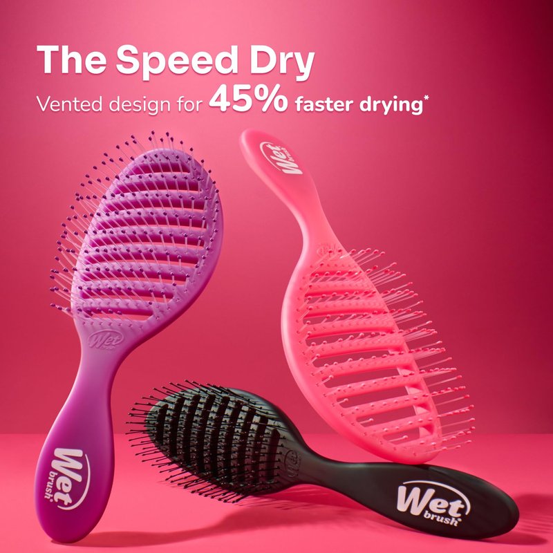 Wet Brush Speed Dry Hair Brush, Blow Dry Safe Bristles & Vented Design For Faster Drying Time, Ergonomic Handle, Reduces Breakage & Detangles All Hair Types, Limited Edition Prismatic Glow Green