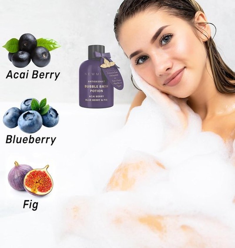 Skiennix Antioxidant Bubble Bath - Long-Lasting Foam with Acai Berry & Blueberry | Detox & Relaxation Spa Gift