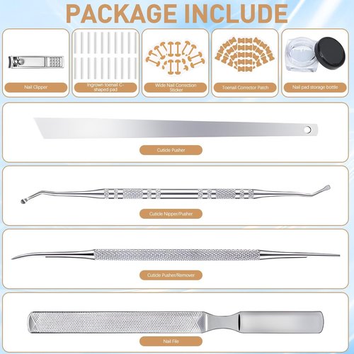 Ingrown Toenail Corrector Set with Correction Strips, Professional ingrown toenails pedicure tool set for men and women (1 SET)