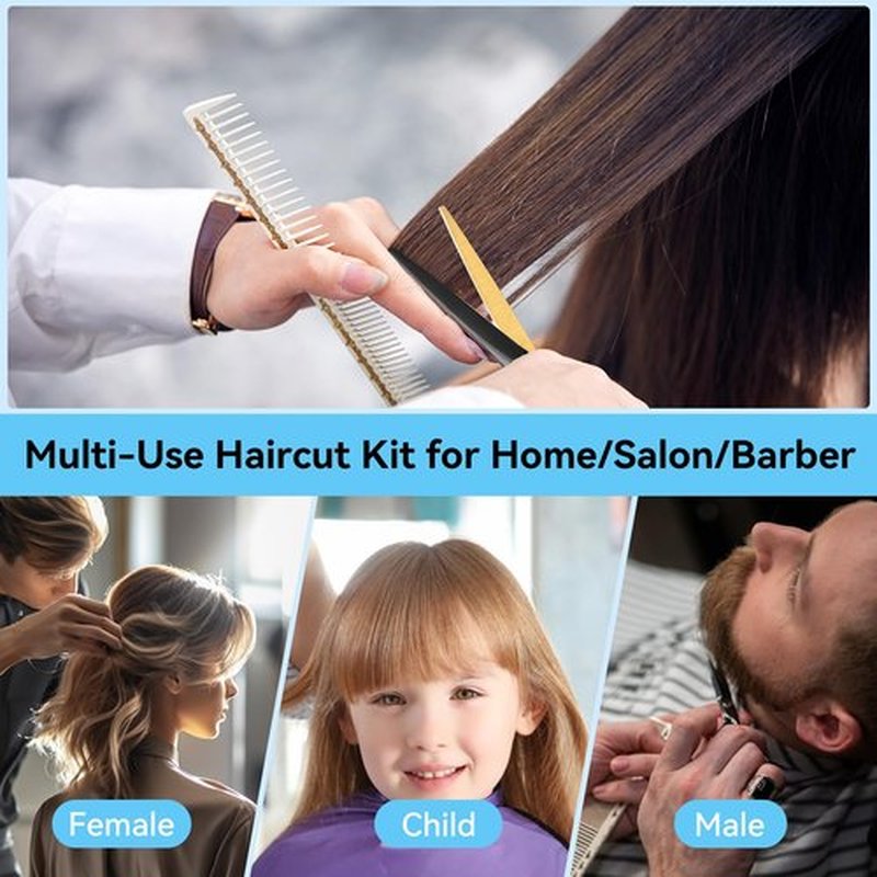 Professional Hair Cutting Scissors Kit – Stainless Steel Hair Shears, Barber Scissors, Thinning Shears & Razor – Hair Cutting Kit for Men/Women/Kids – Barber Supplies & Accessories