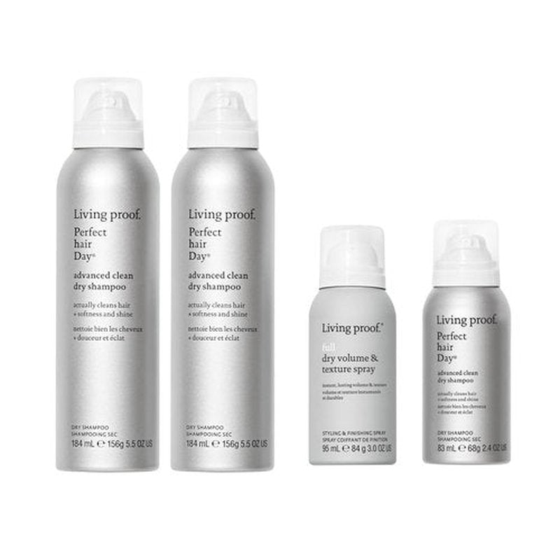 Living Proof Perfect Hair Day Advanced Clean Dry Shampoo - 5.5 oz 2-Pack & Travel Size Shampoo + Texture Spray